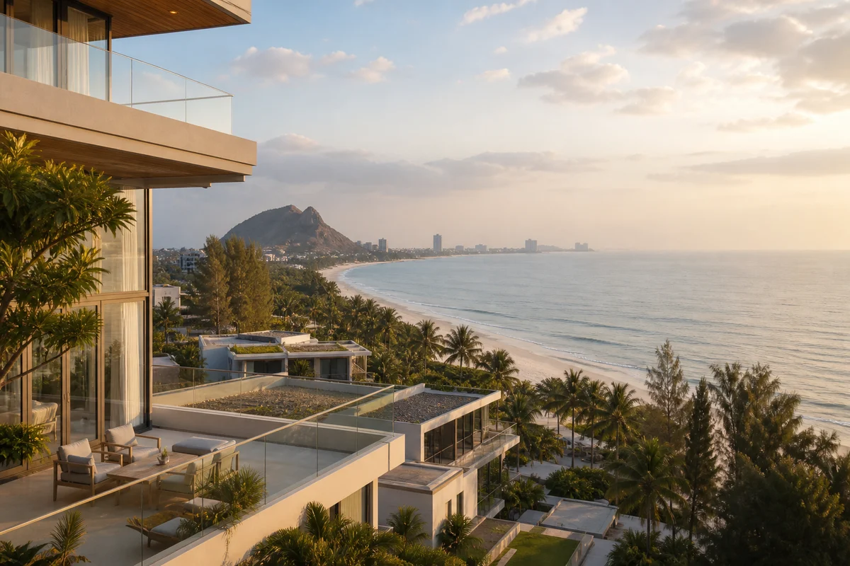 Hua Hin coastal residences looking across the Gulf of Thailand