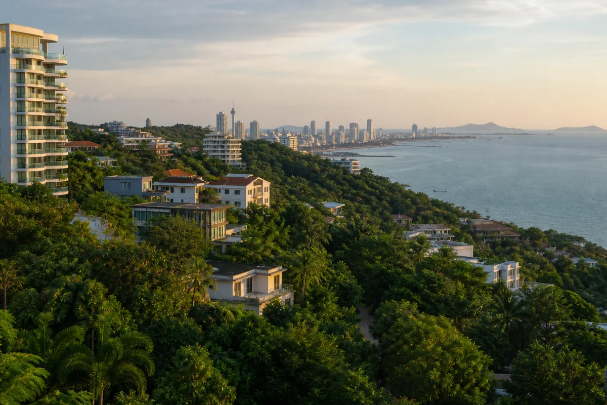 Pattaya residences set on a green coastal hillside
